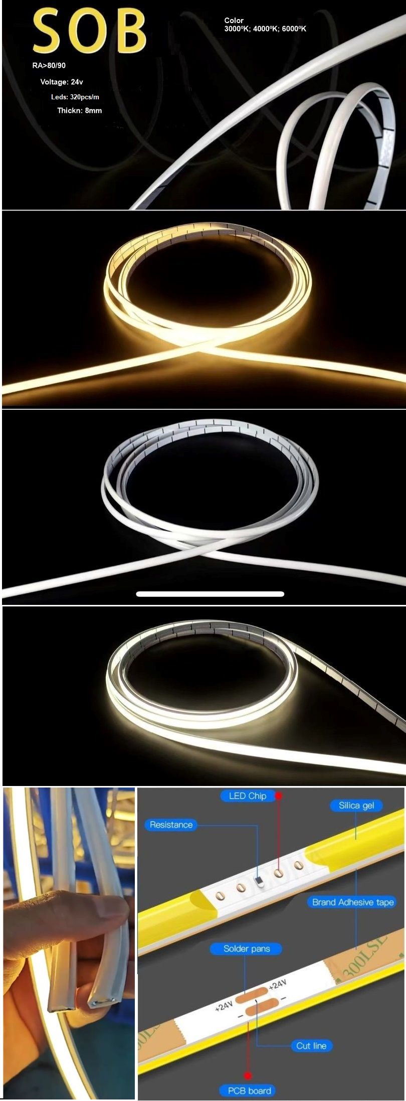 Tira de 320 led SOB IP65 2835